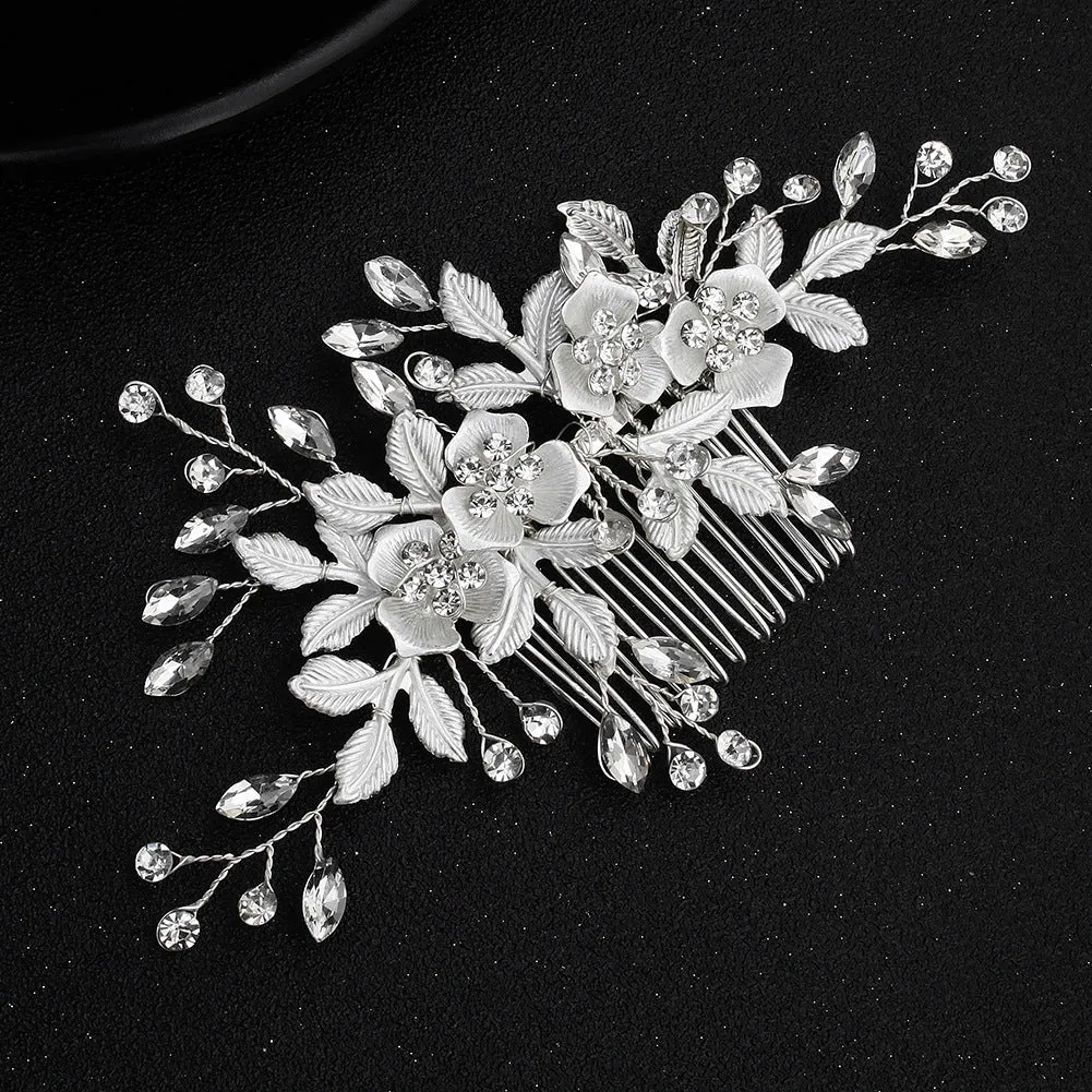 Flower Leaves Bridal Tiara Hair Accessories Rose Elements Hair Side Comb Elegant Hair Accessories