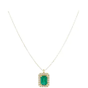 Gem Emerald Cut Diamond Outline Necklace