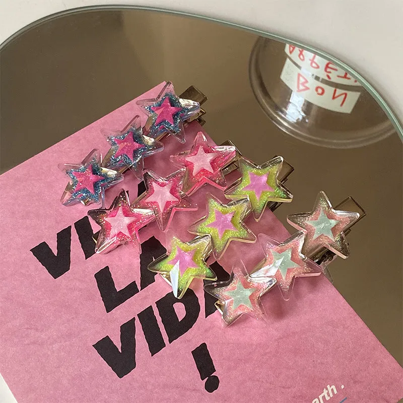 Glitter Star Hair Clips