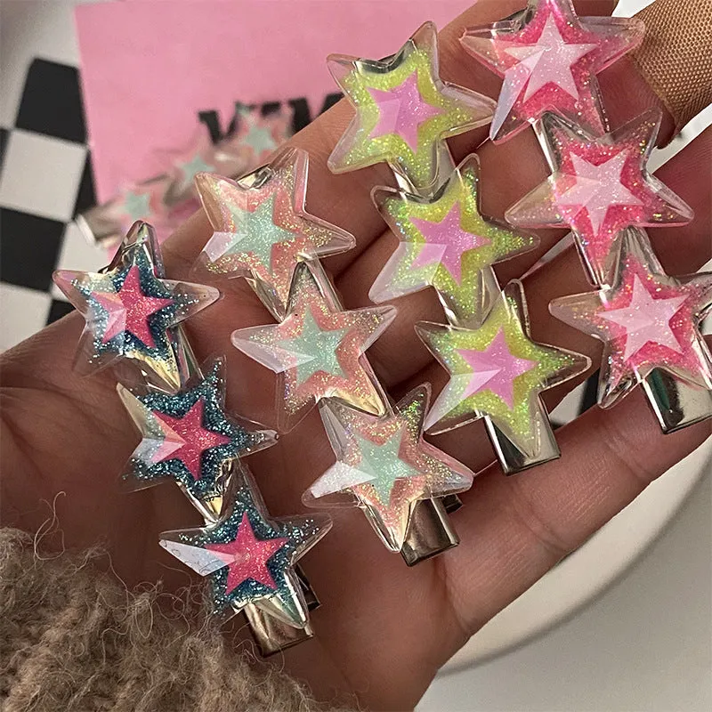 Glitter Star Hair Clips