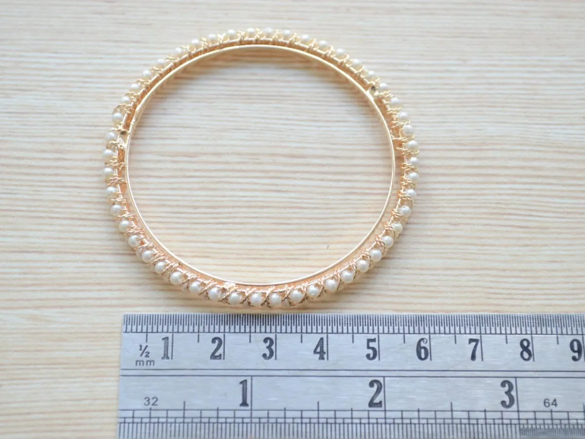 Gold Pearl Bangle Bracelet for women, stacking bangle set, South Indian wedding jewelry