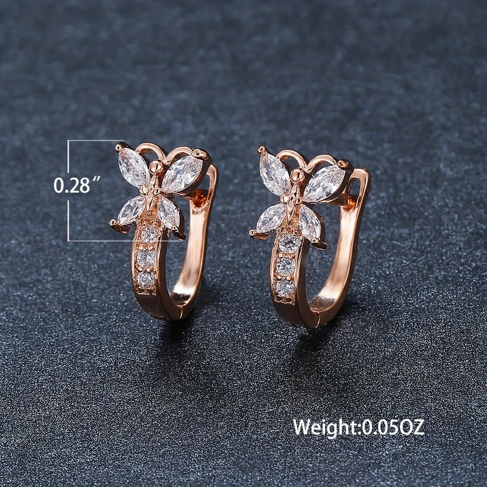 Gorgeous Rainbow Butterfly Earrings - Multicolor Zircon & Rose Gold Plated Wedding Jewelry for Women