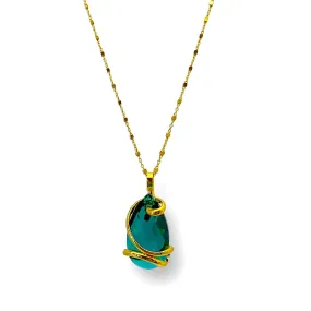 GREEN EMERALD DROP  NECKLACE