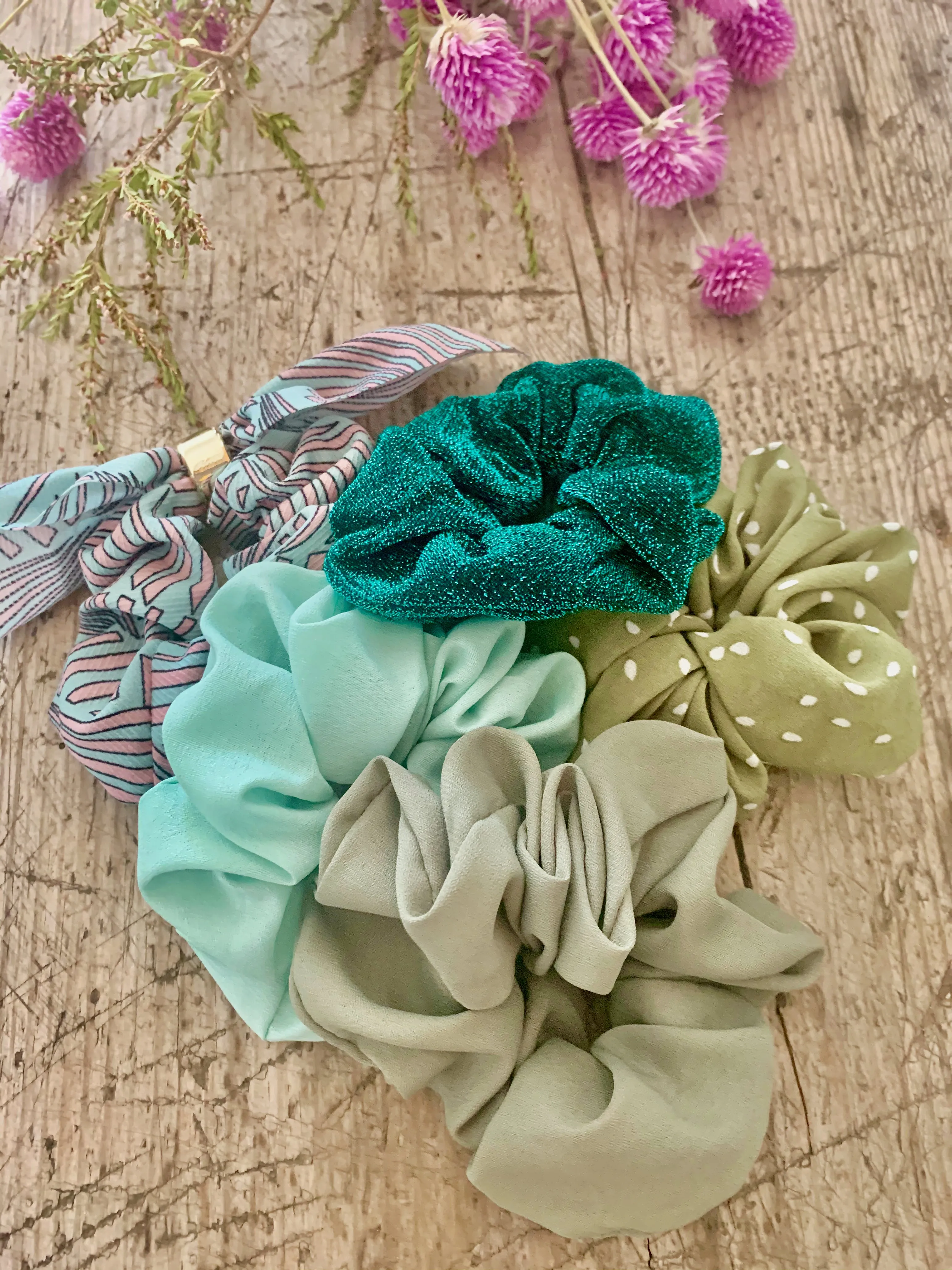 Green Sparkle Hair Scrunchie