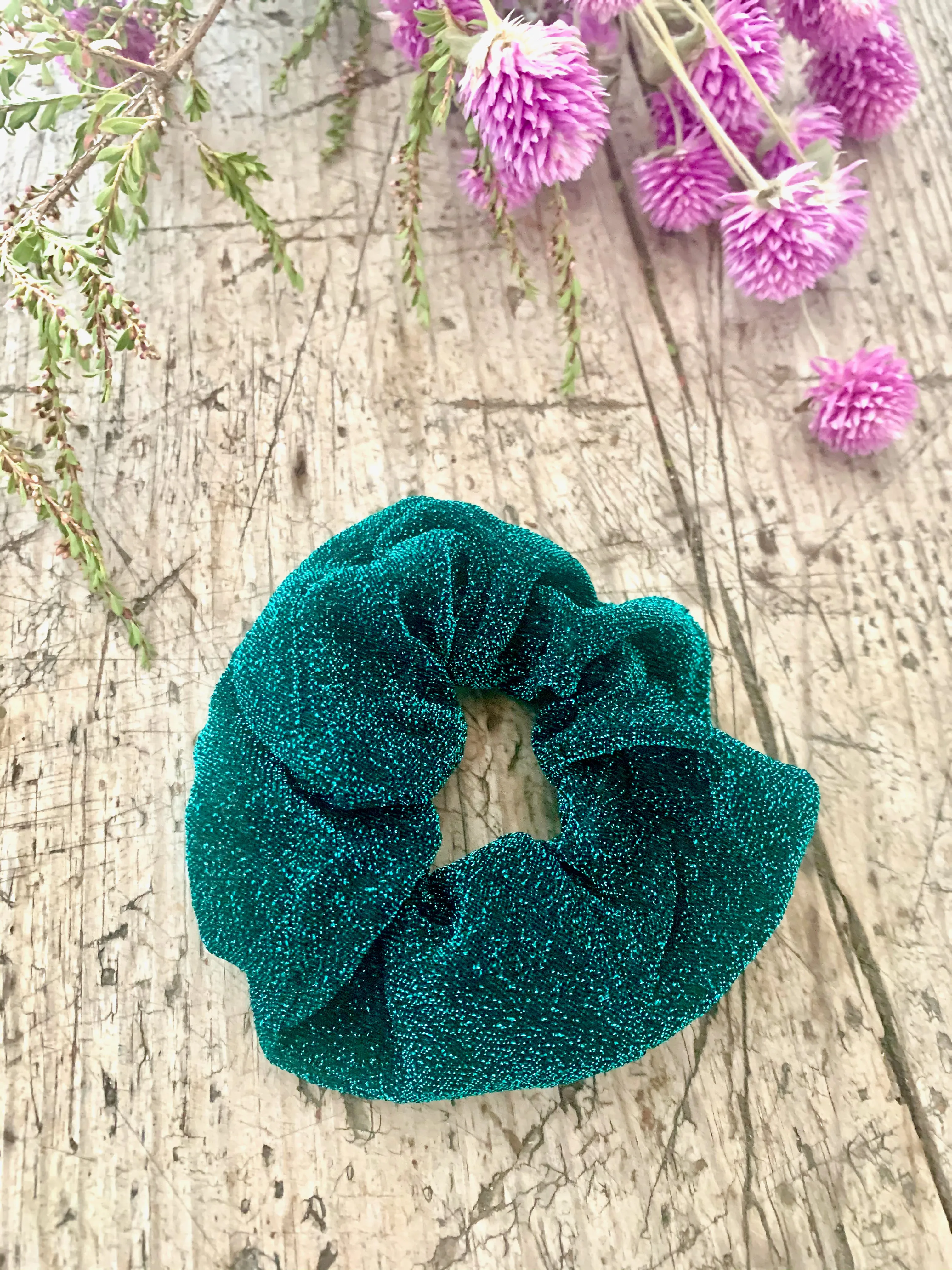 Green Sparkle Hair Scrunchie