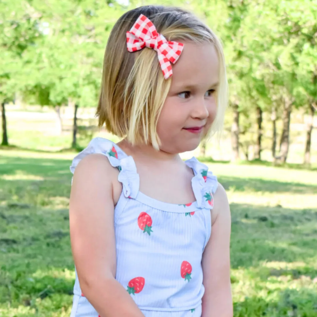 Hair Bow - Red Gingham