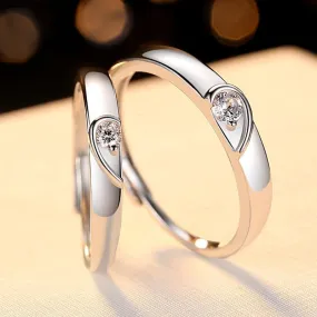 Heart Design Silver Couple Rings