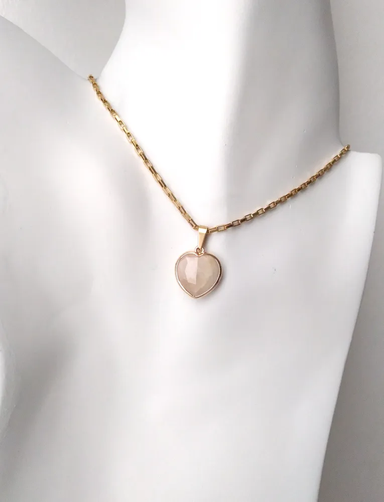 Heart Single Gem Drop Necklace