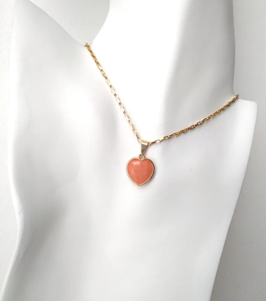 Heart Single Gem Drop Necklace