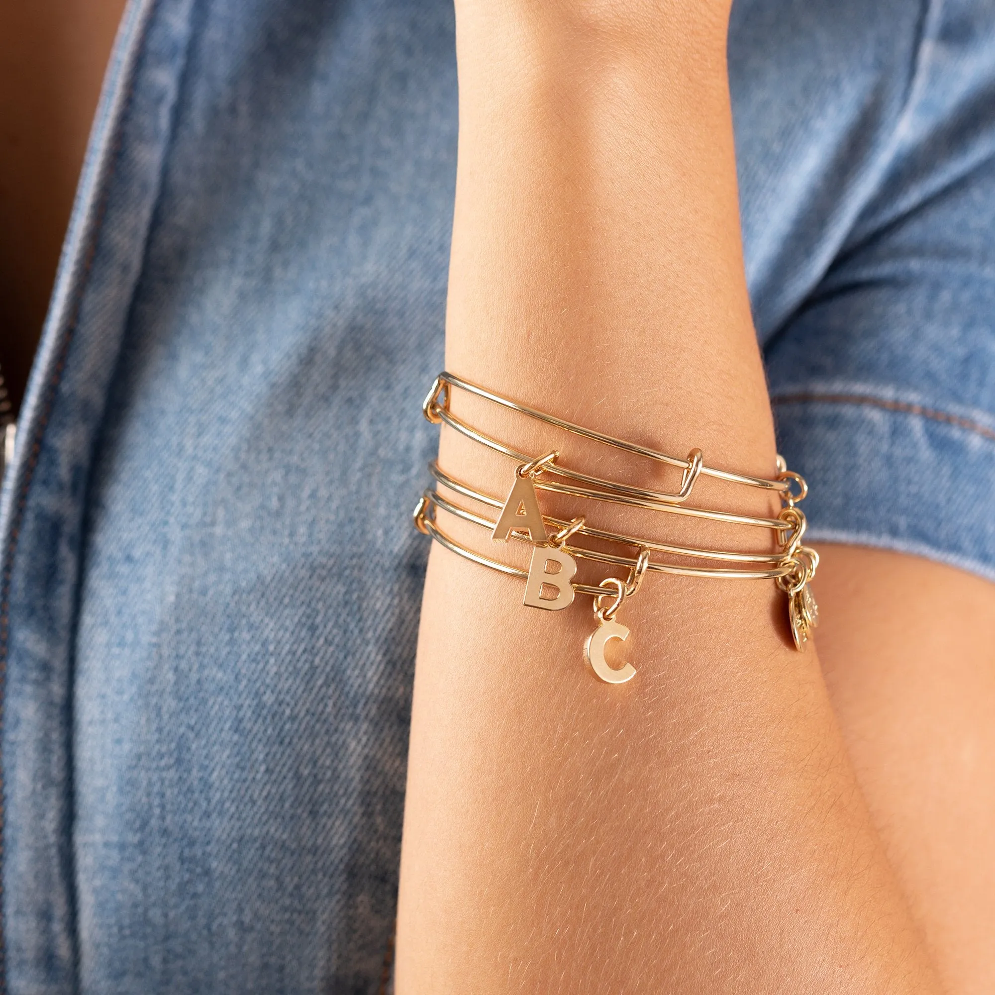 Initial O Charm Bangle