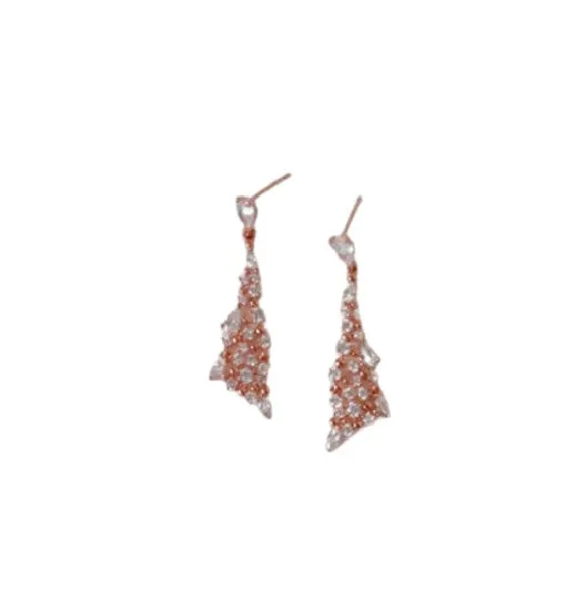 IU Chandelier Silver Rose Gold Bling Earrings Cubic Drop Korean Jewelry Womens Accessories Luxury Fashion Dating Clubber Elegant Wedding Lovely Dinner Party Accessory Nickel-free plating Gifts 925 Silver Needle