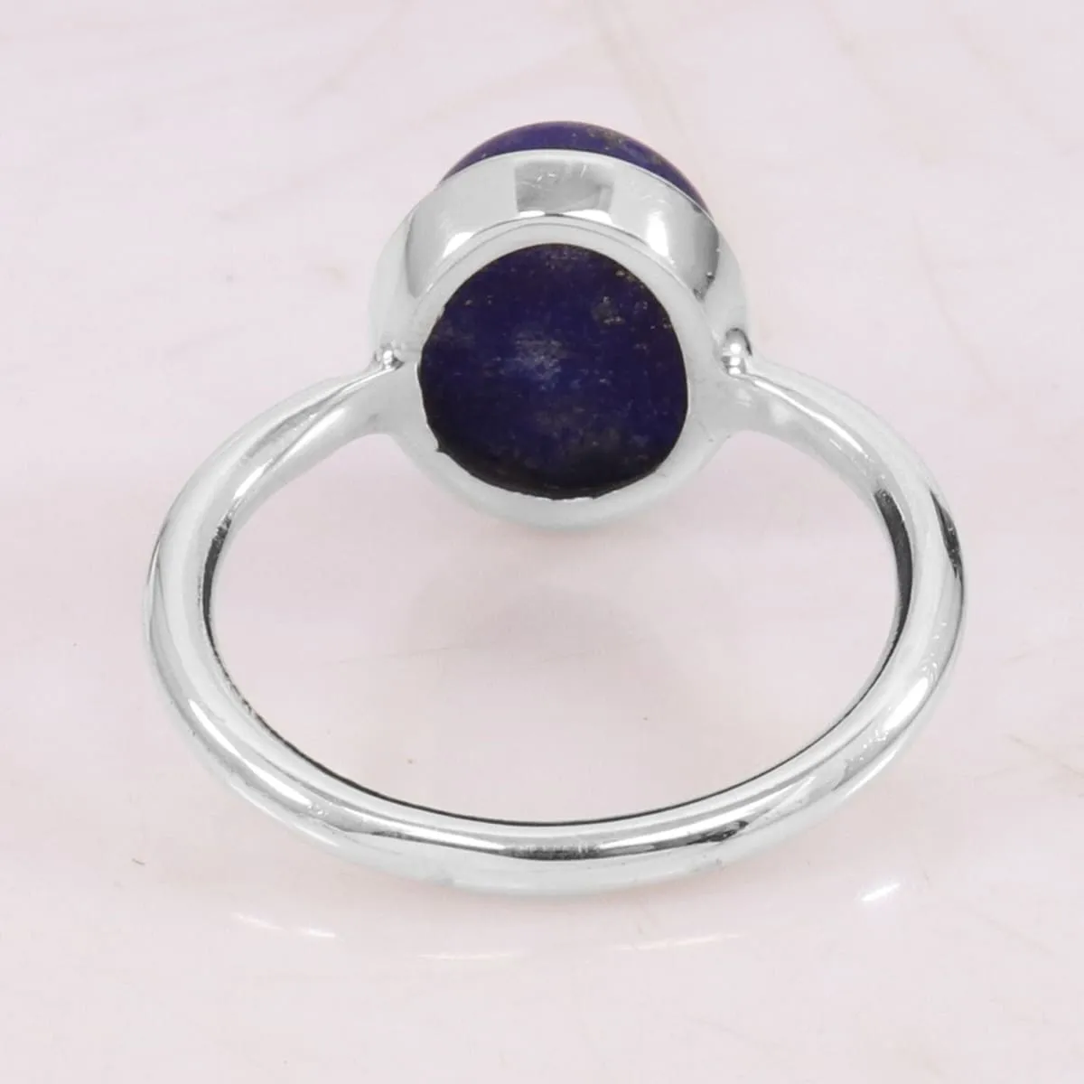 Lapis Solitaire Sterling Silver Ring, Handmade Statement Jewelry, Wedding Gift, Gift for Her