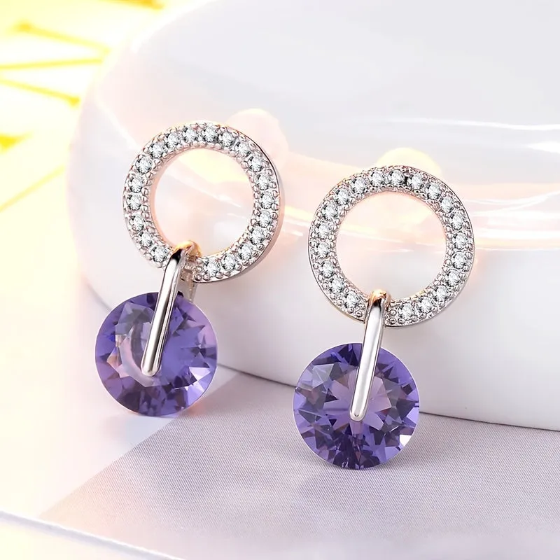 Luxury Earrings Elegant Double Crystal Zircon Drop Dangle Earrings Wedding Jewelry Gifts