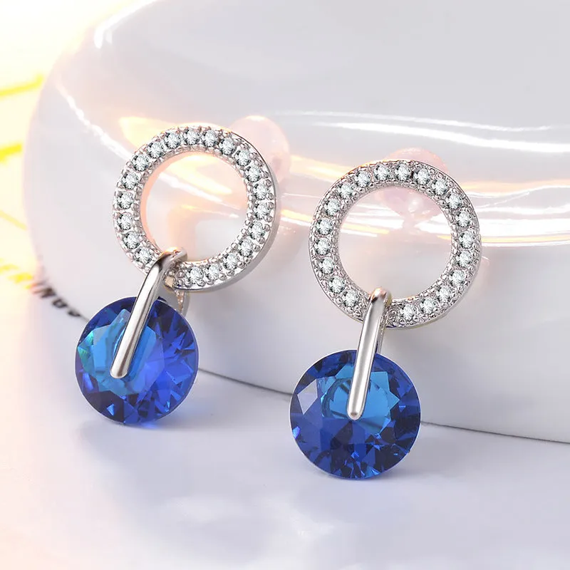 Luxury Earrings Elegant Double Crystal Zircon Drop Dangle Earrings Wedding Jewelry Gifts