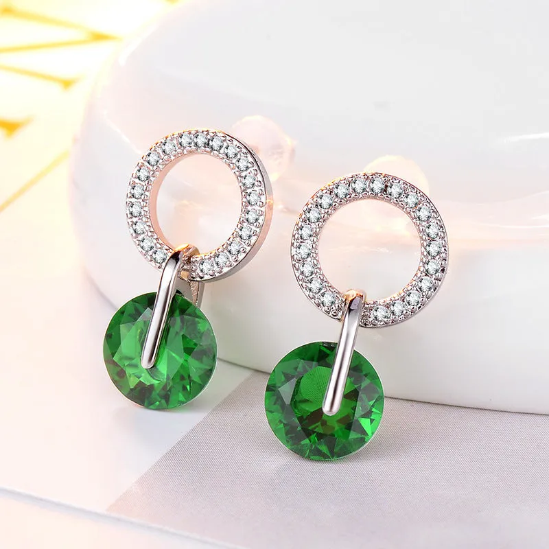 Luxury Earrings Elegant Double Crystal Zircon Drop Dangle Earrings Wedding Jewelry Gifts