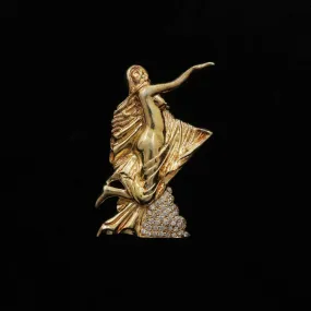 Mermaid - Gold Plated 925 Sterling Silver Saree Pin Silver Brooch Wedding Jewellery Festive Wear, INDIAN JEWELRY