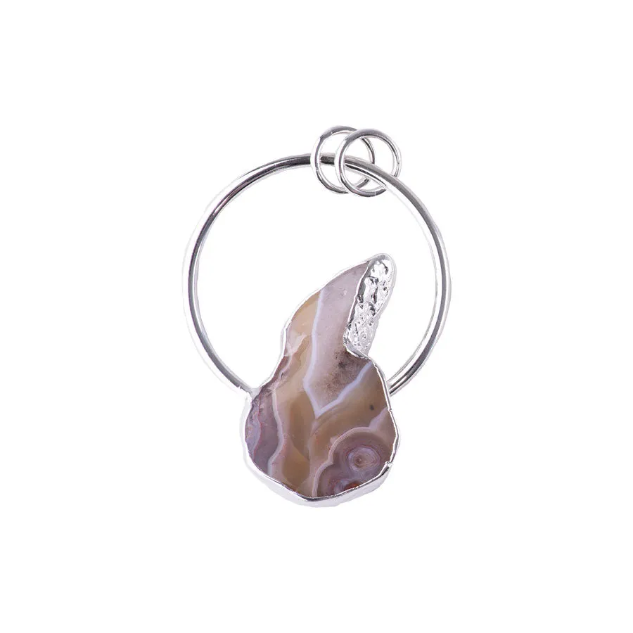 Moroccan Agate Small Freeform Pendant Silver - Pendant