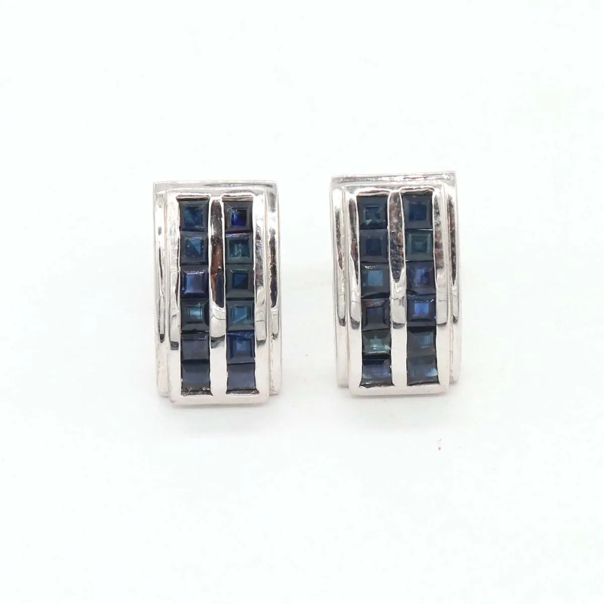 Natural Sapphire Handmade 925 Solid Sterling Silver Stud Earrings Wedding Jewelry