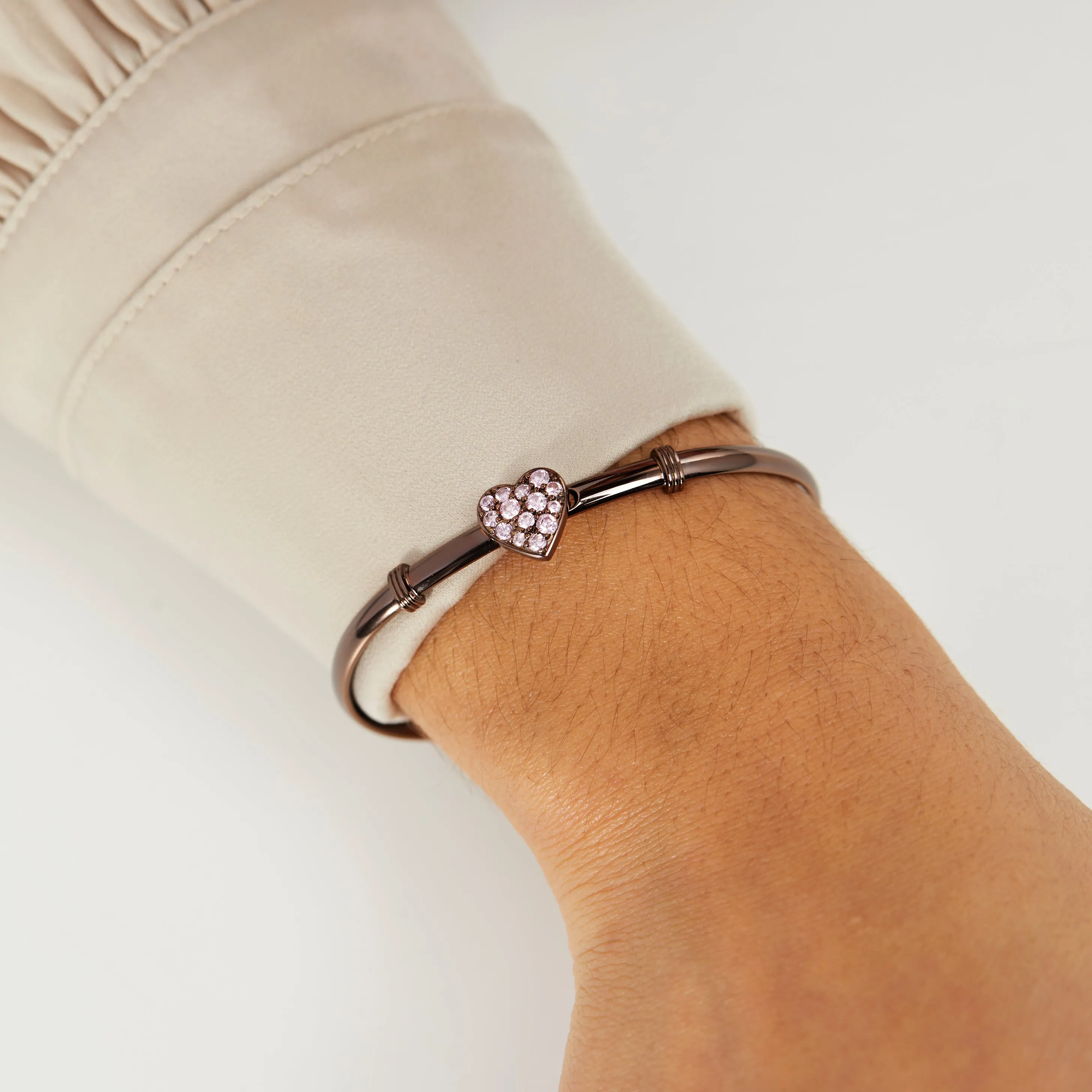 Pave Heart Clip Bangle