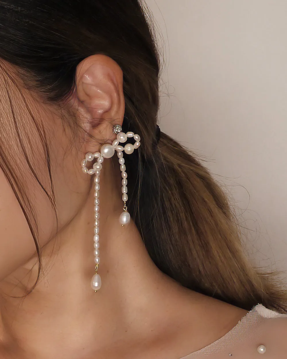 Pearl Bow Earrings