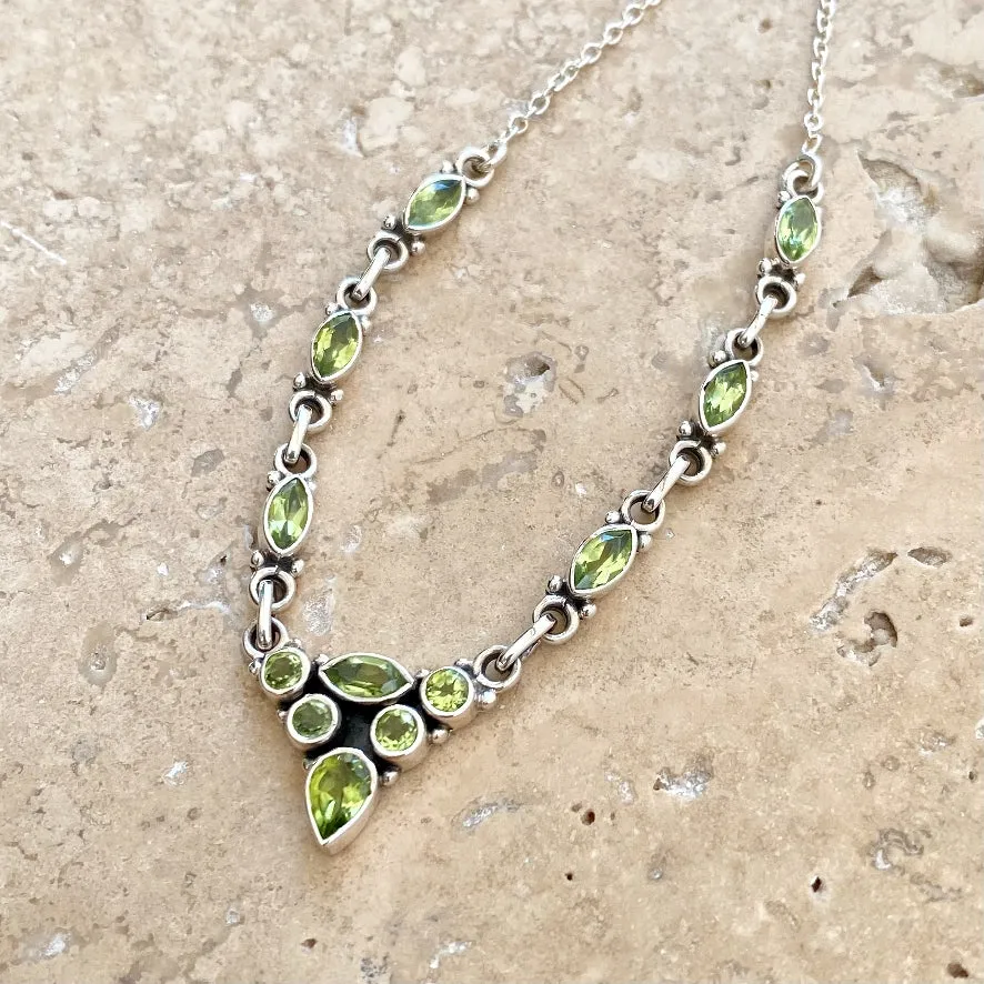 Peridot Faceted Gem Necklace - Aria