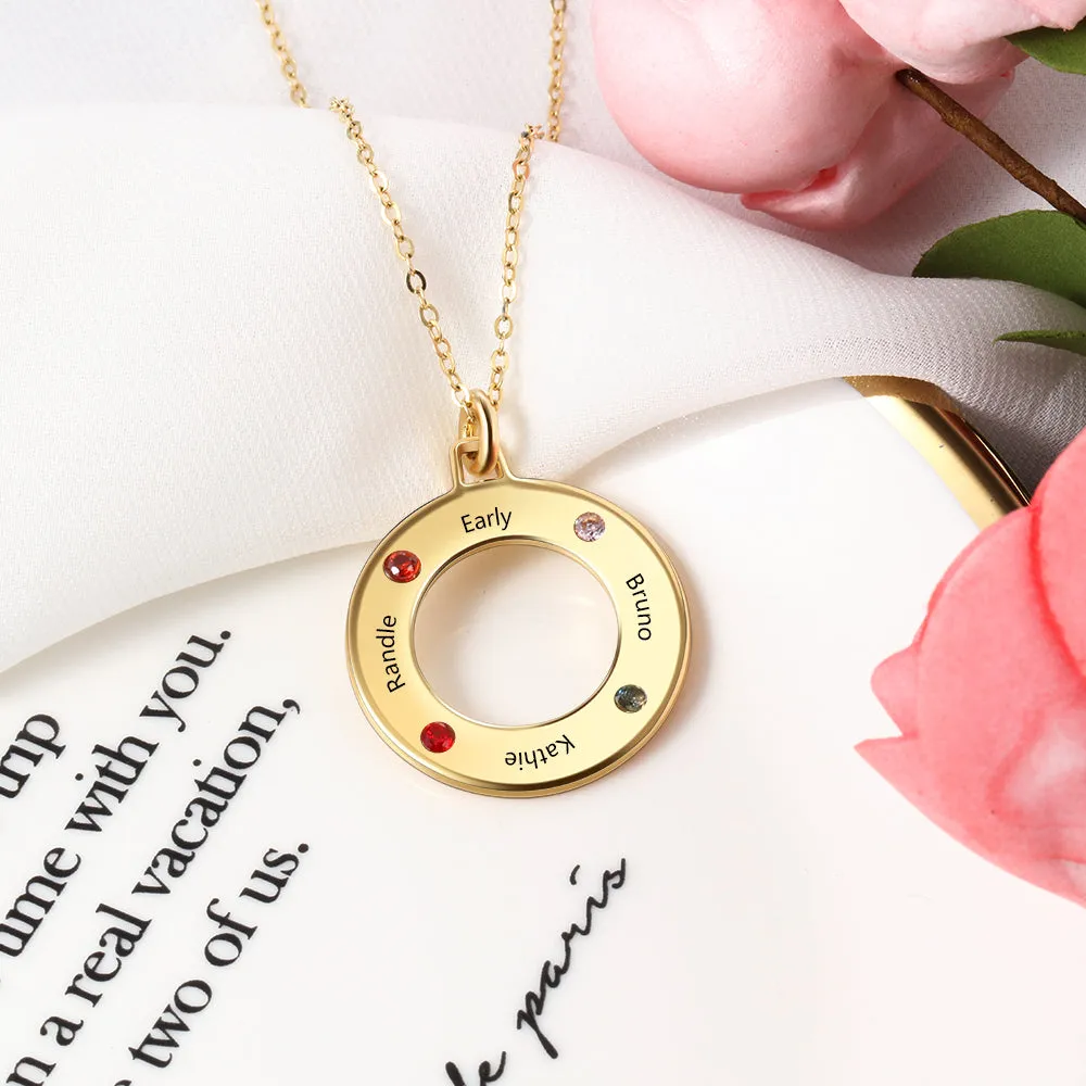 Personalize Multi-Name Illusion Circle Necklace For Mom