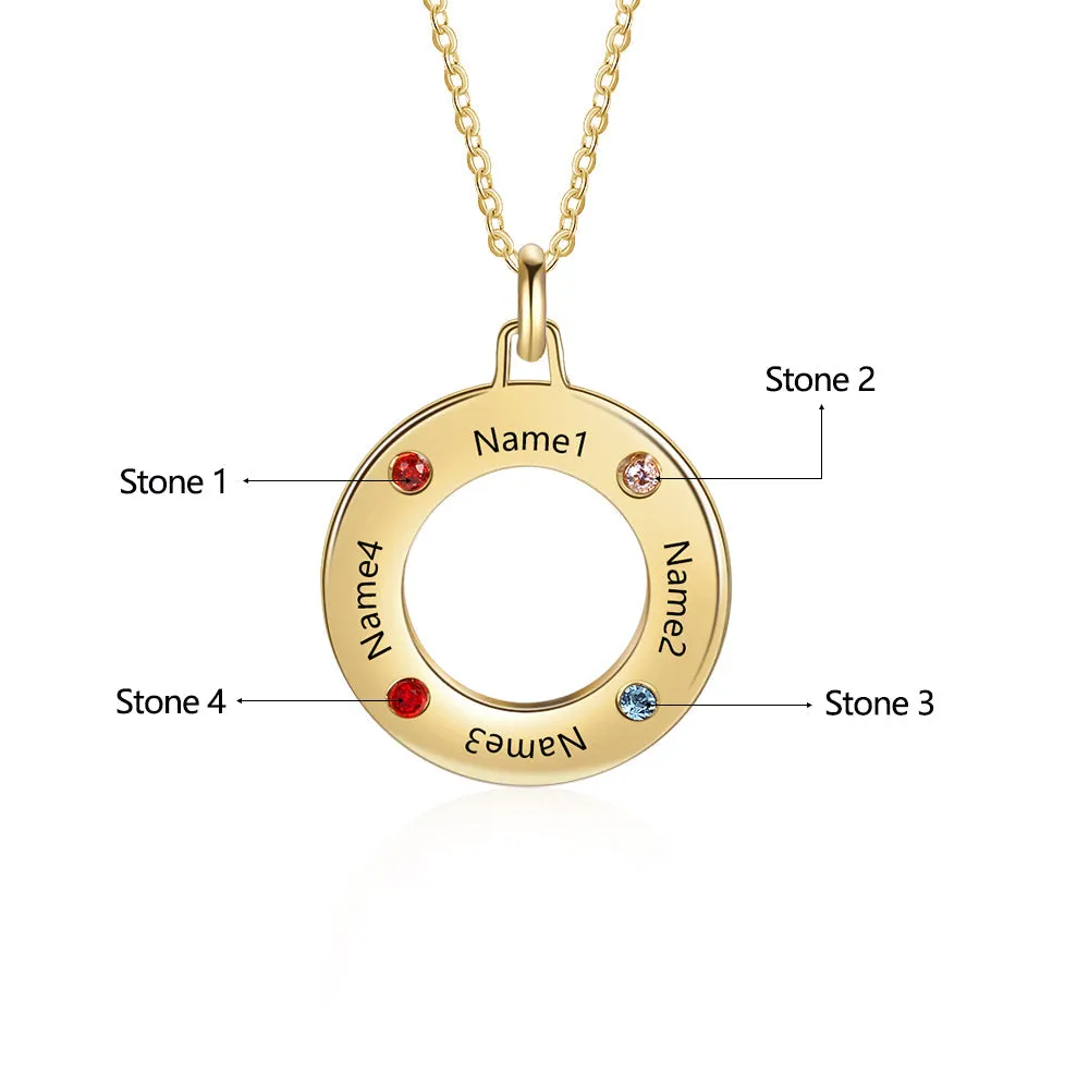 Personalize Multi-Name Illusion Circle Necklace For Mom