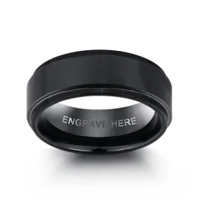 Personalized Engrave Tungsten Steel Ring Fashion Jewelry Black Men Rings For Party Gift for Husbands