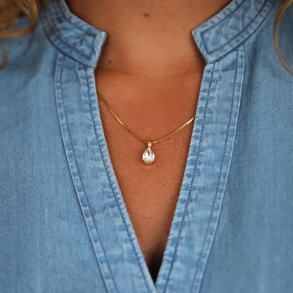 Petite Drop Necklace / Crystal