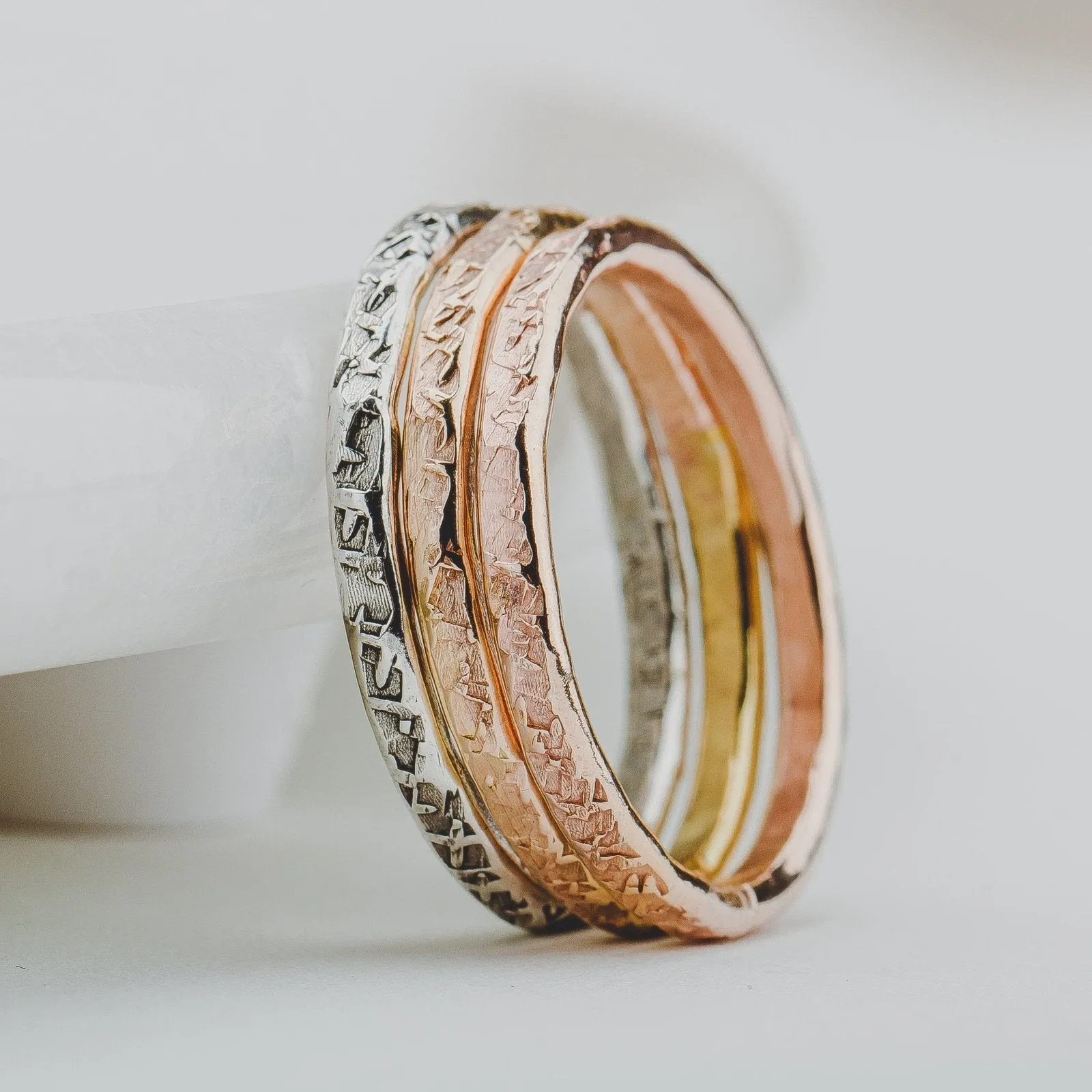 Raw Silk Stacking Rings