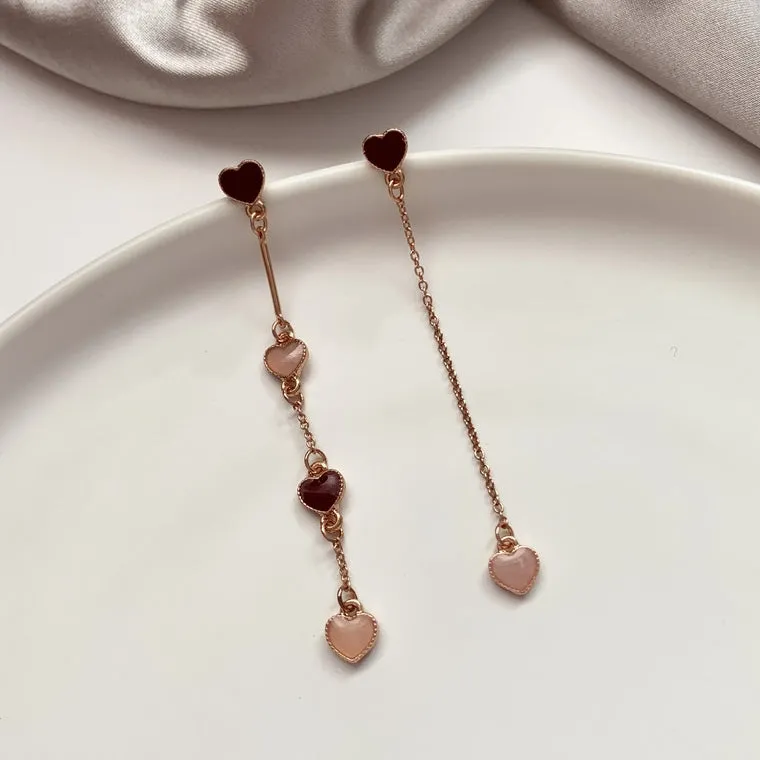 Rose Gold Bling Heart Cubic Drop Earrings Gifts Korean Jewelry Womens Accessories Luxury Fashion Dating Party Clubber Elegant Wedding Lovely Dinner Accessory