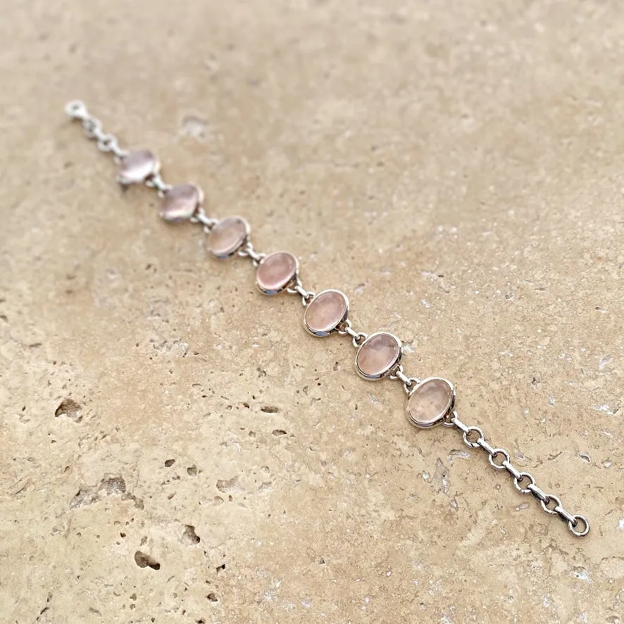 Rose Quartz Oval Gem Bracelet