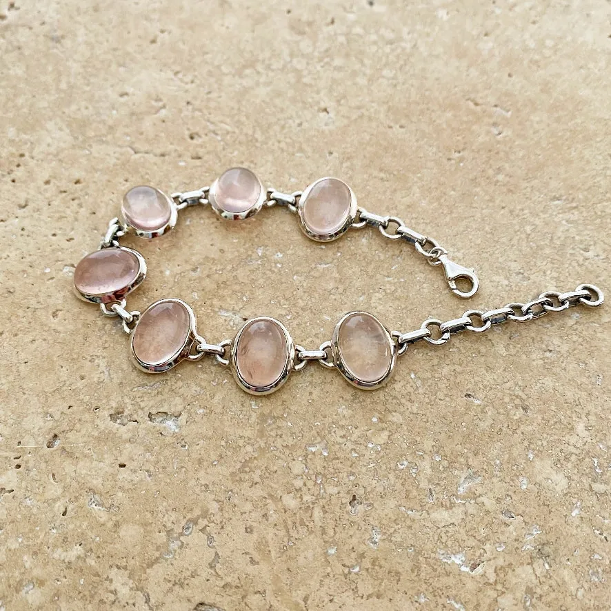 Rose Quartz Oval Gem Bracelet