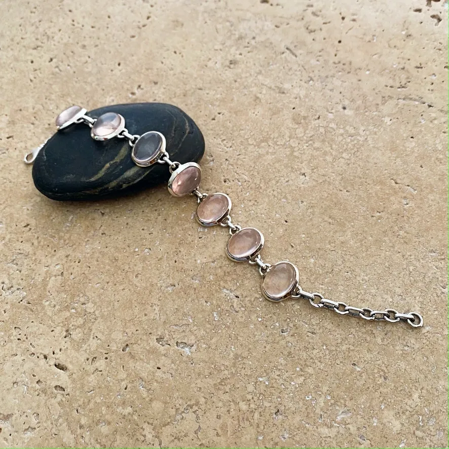 Rose Quartz Oval Gem Bracelet