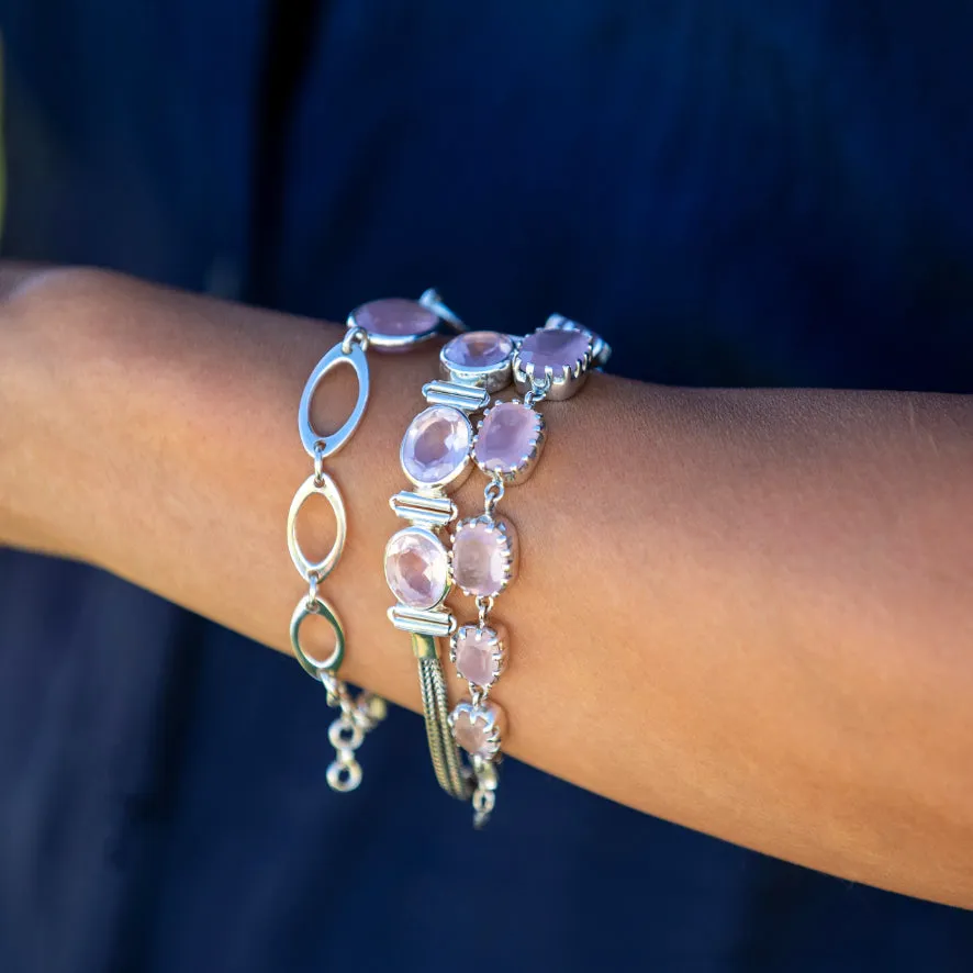 Rose Quartz Triple Gem Bracelet