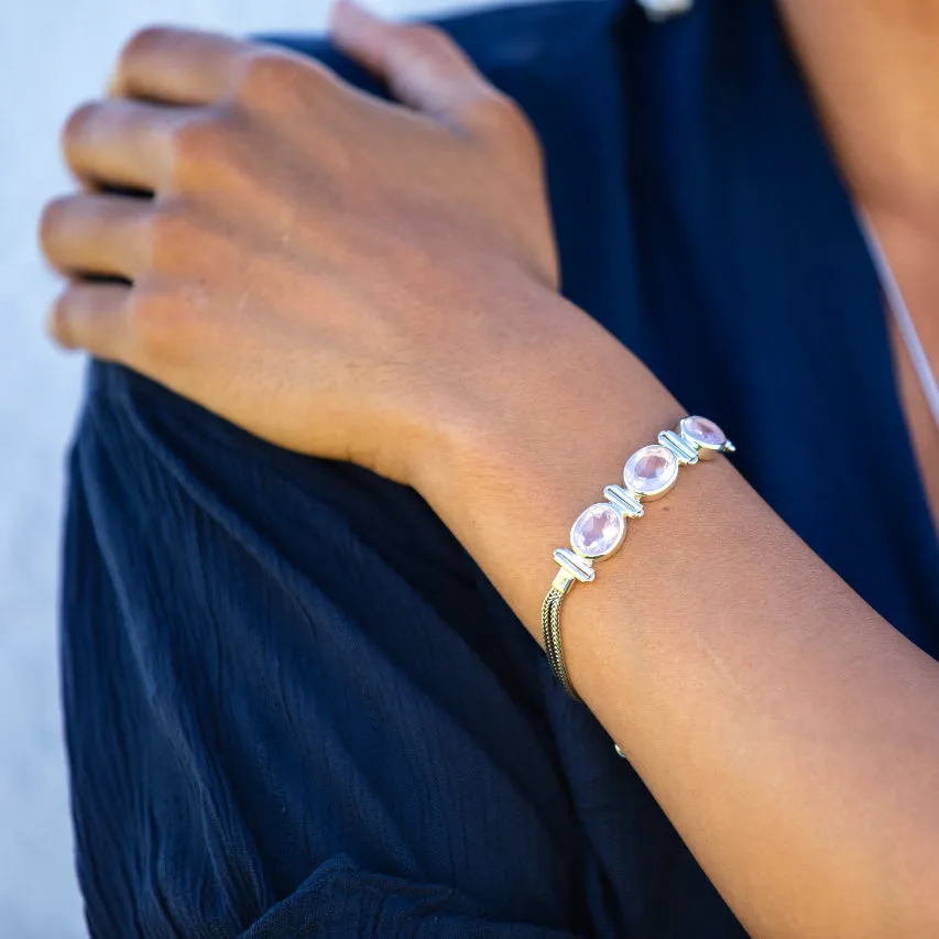 Rose Quartz Triple Gem Bracelet