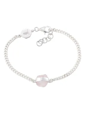 Rough Gem Chain Bracelet - Rose Quartz/Silver