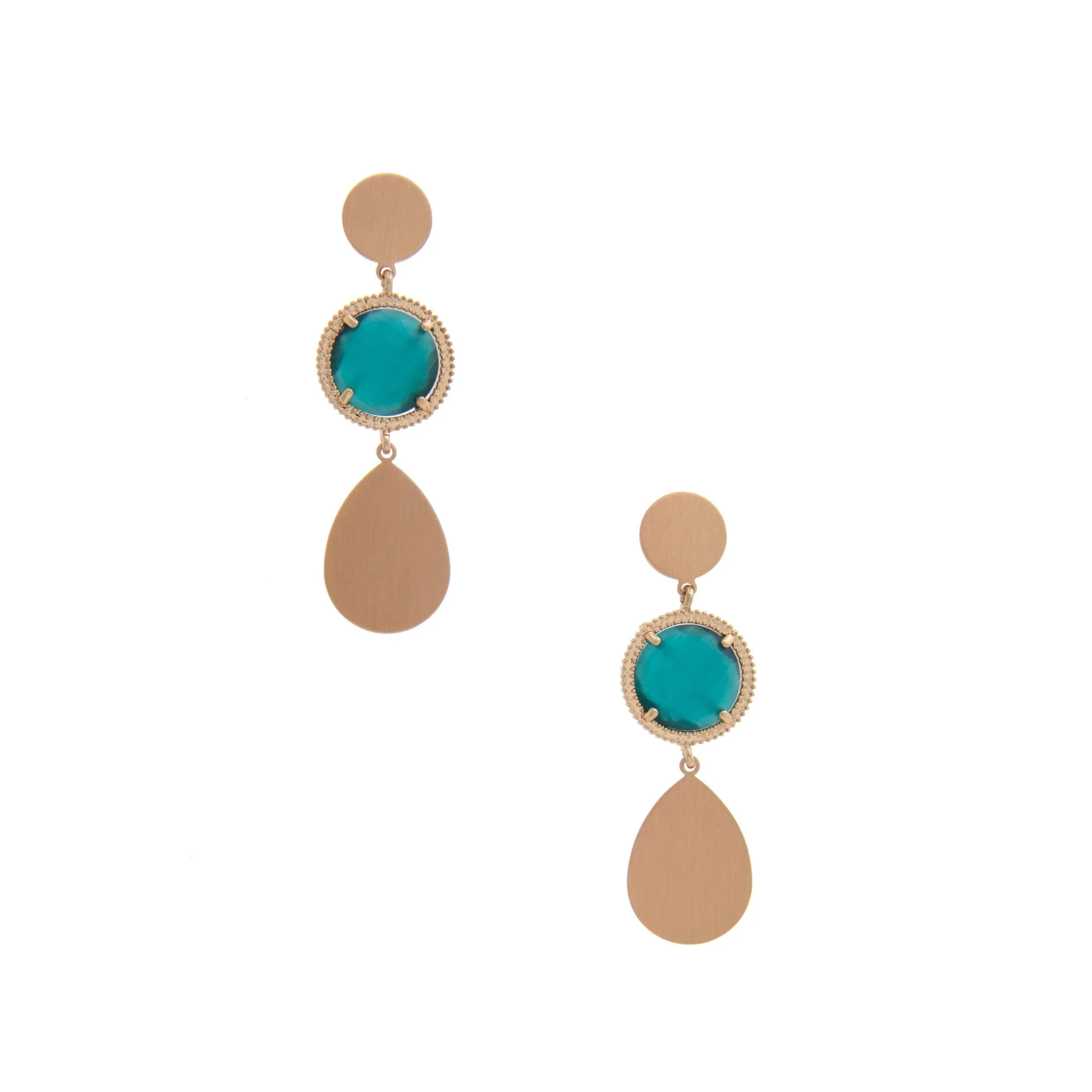 Round Gem Teardrop Dangle Earring