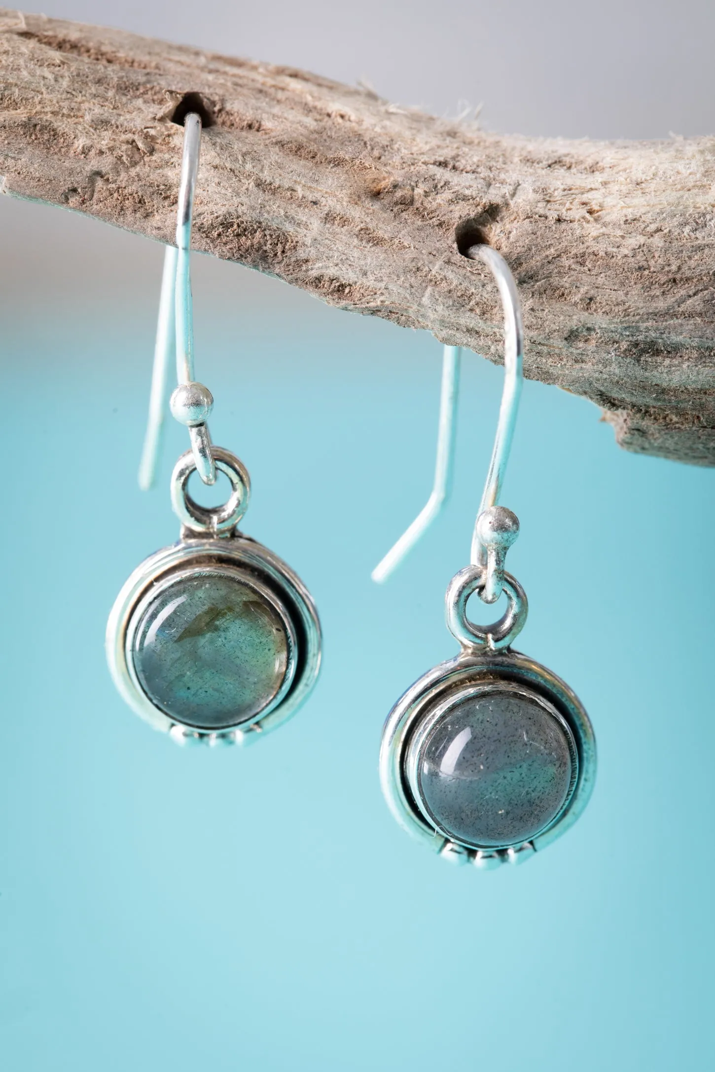 Round Plata Gem Earrings