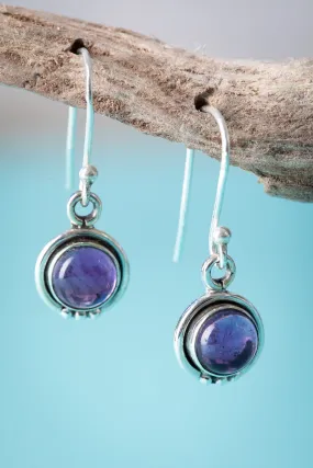 Round Plata Gem Earrings