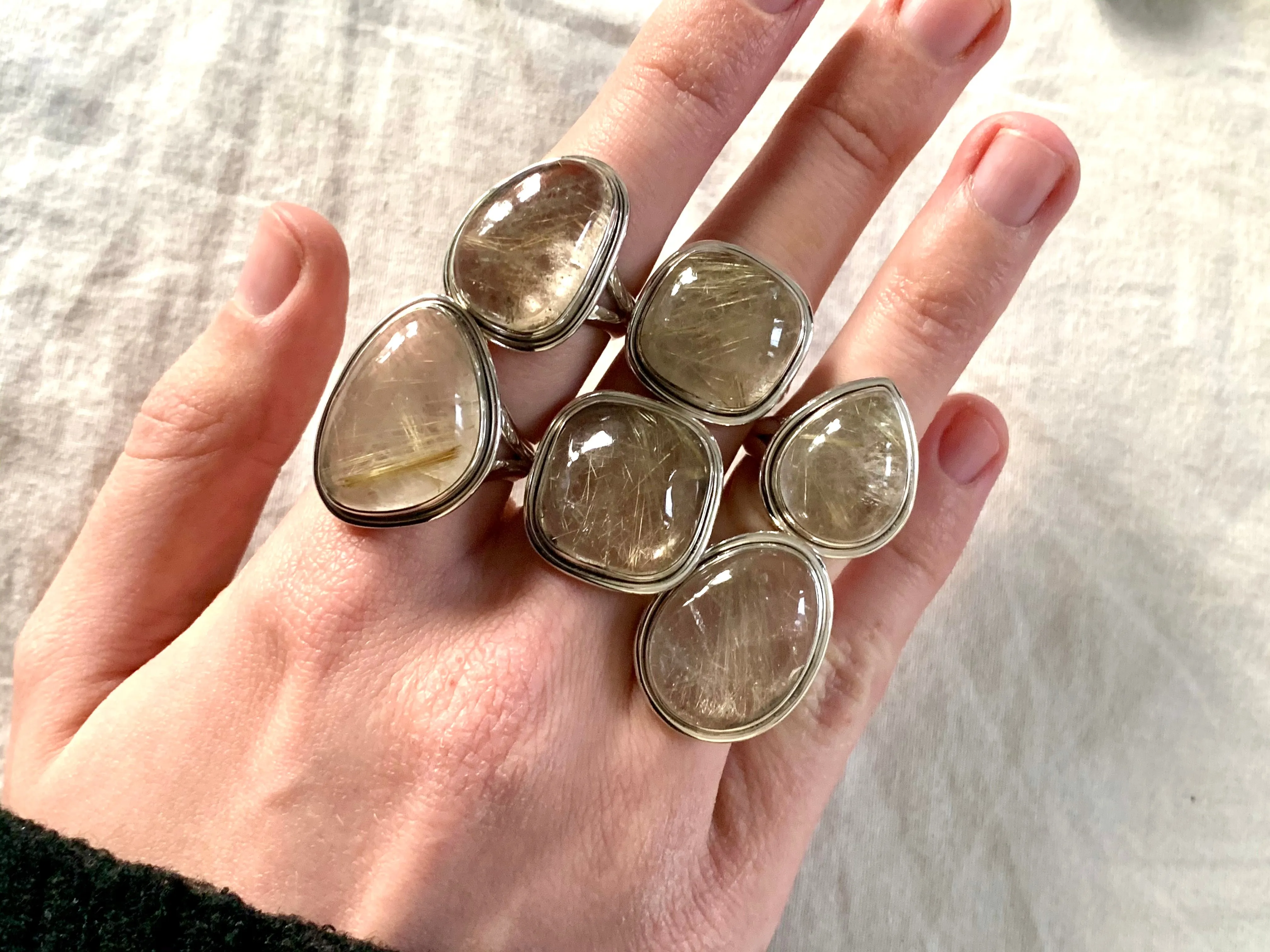 Rutilated Quartz Brea Mixed Rings