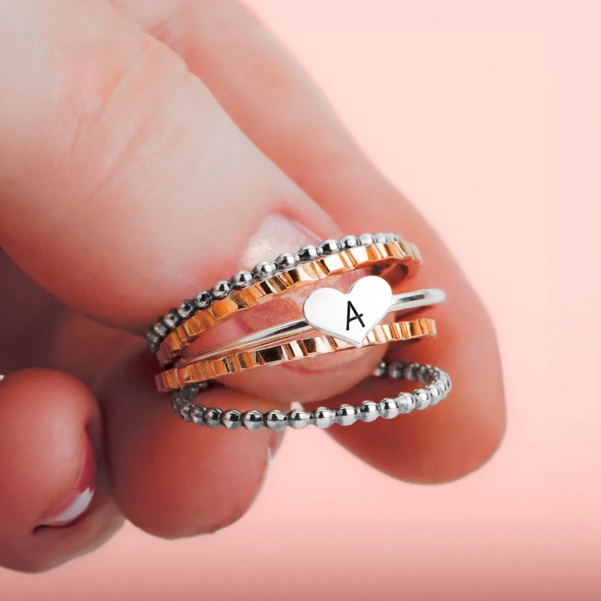 Set of 3 Elle Heart Stacking Rings