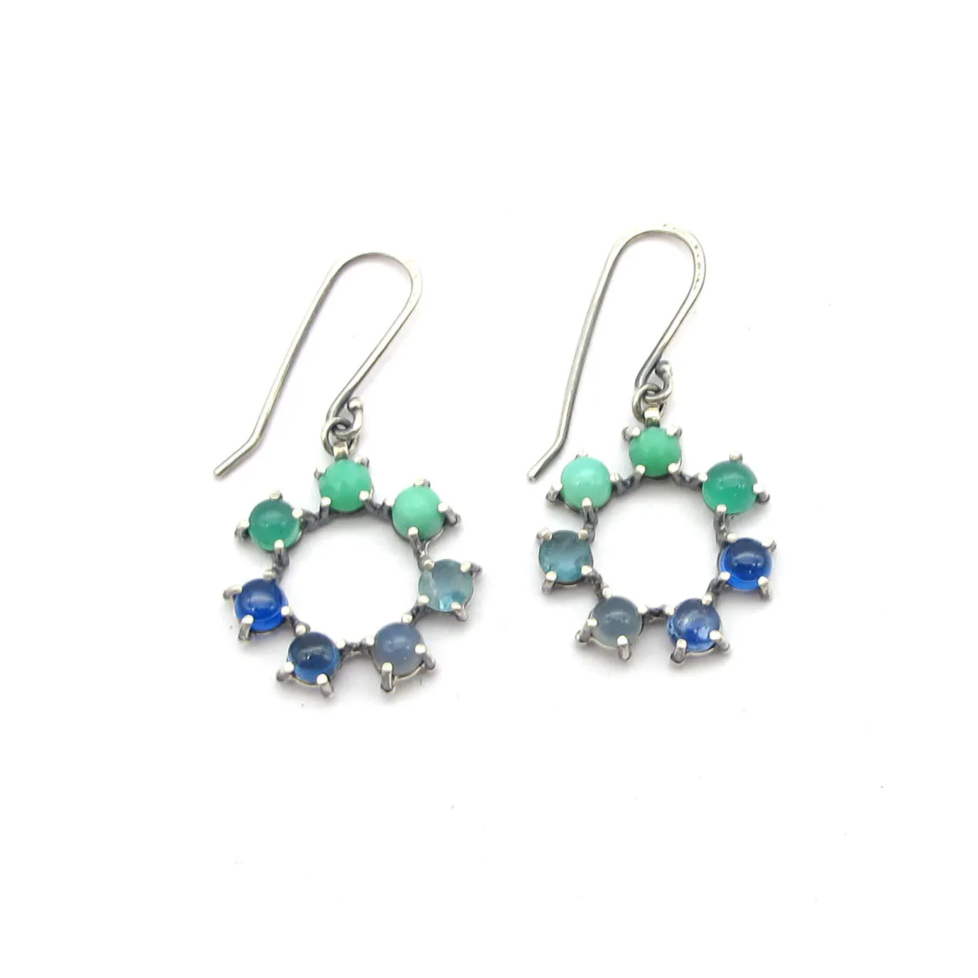 Seven Gem Circle Earrings