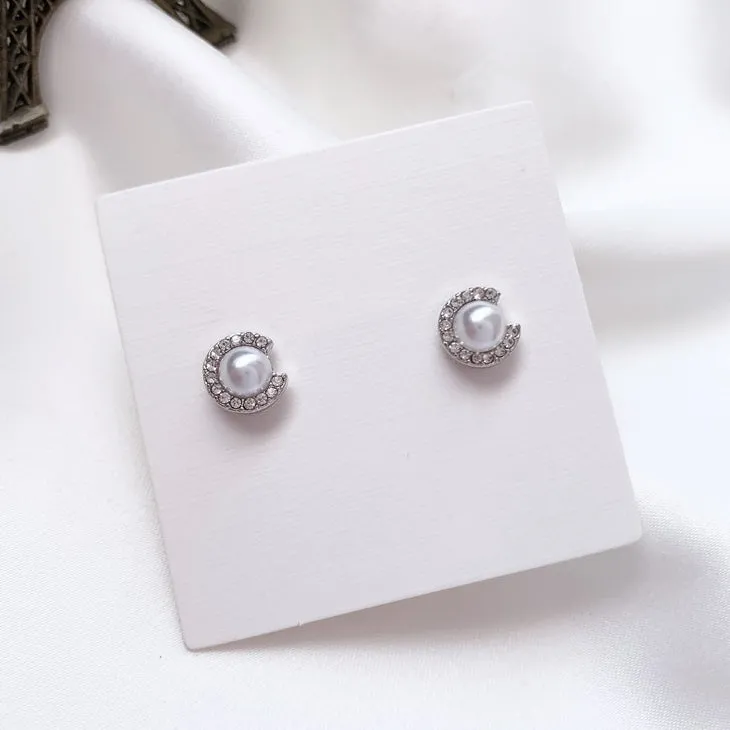 Silver Bling Rounded Cubic Earrings Gifts Korean Jewelry Womens Accessories Luxury Fashion Dating Party Clubber Elegant Wedding Lovely Accessory