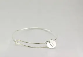 Silver Initial Bangle Bracelet