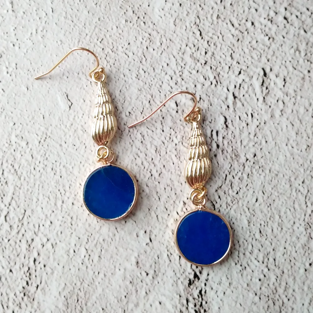 Spiral Shell Single Gem Drop Earrings