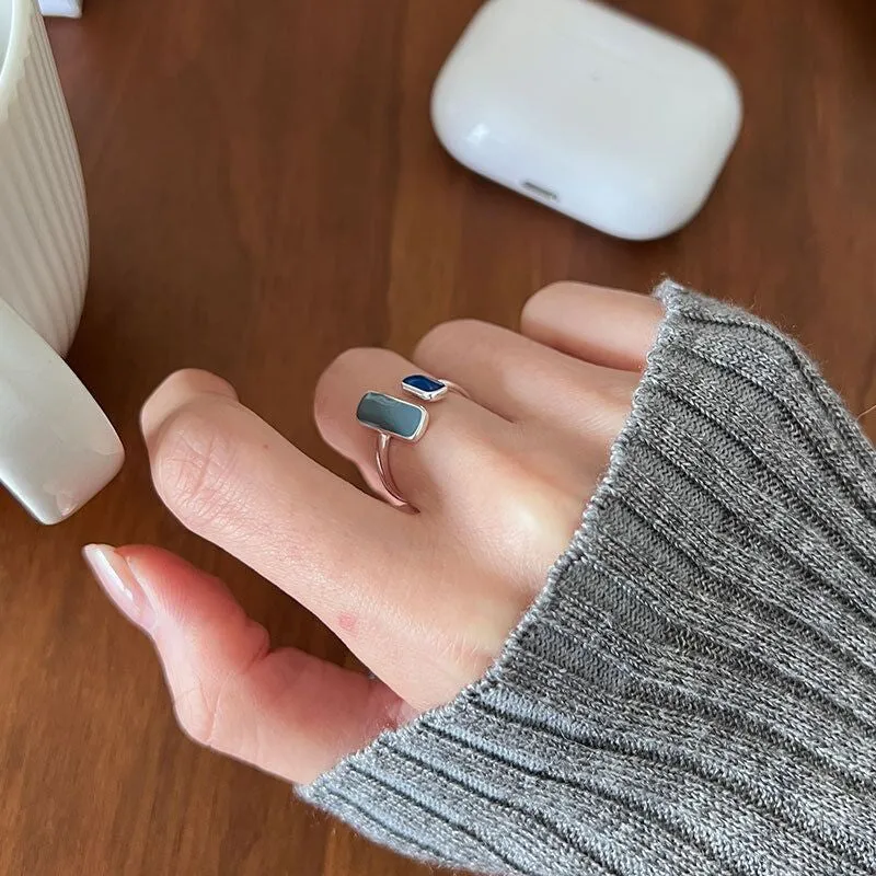 Sterling Silver Plated Blue Stone Rings