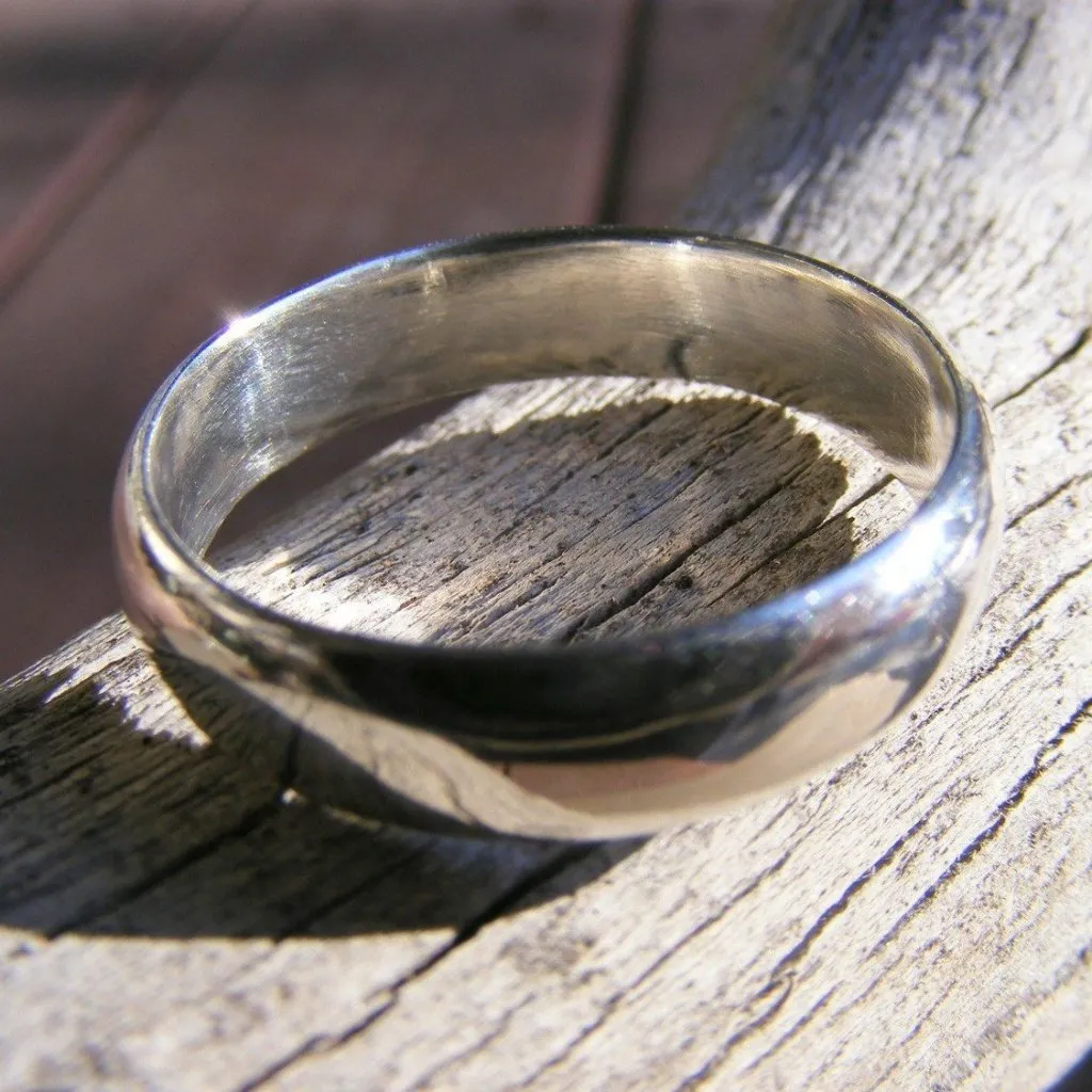 Sterling Silver Wedding Ring Band - Unisex Men Womens - Promise, Engagement, Simple Jewelry - Handcrafted By Helene's Dreams