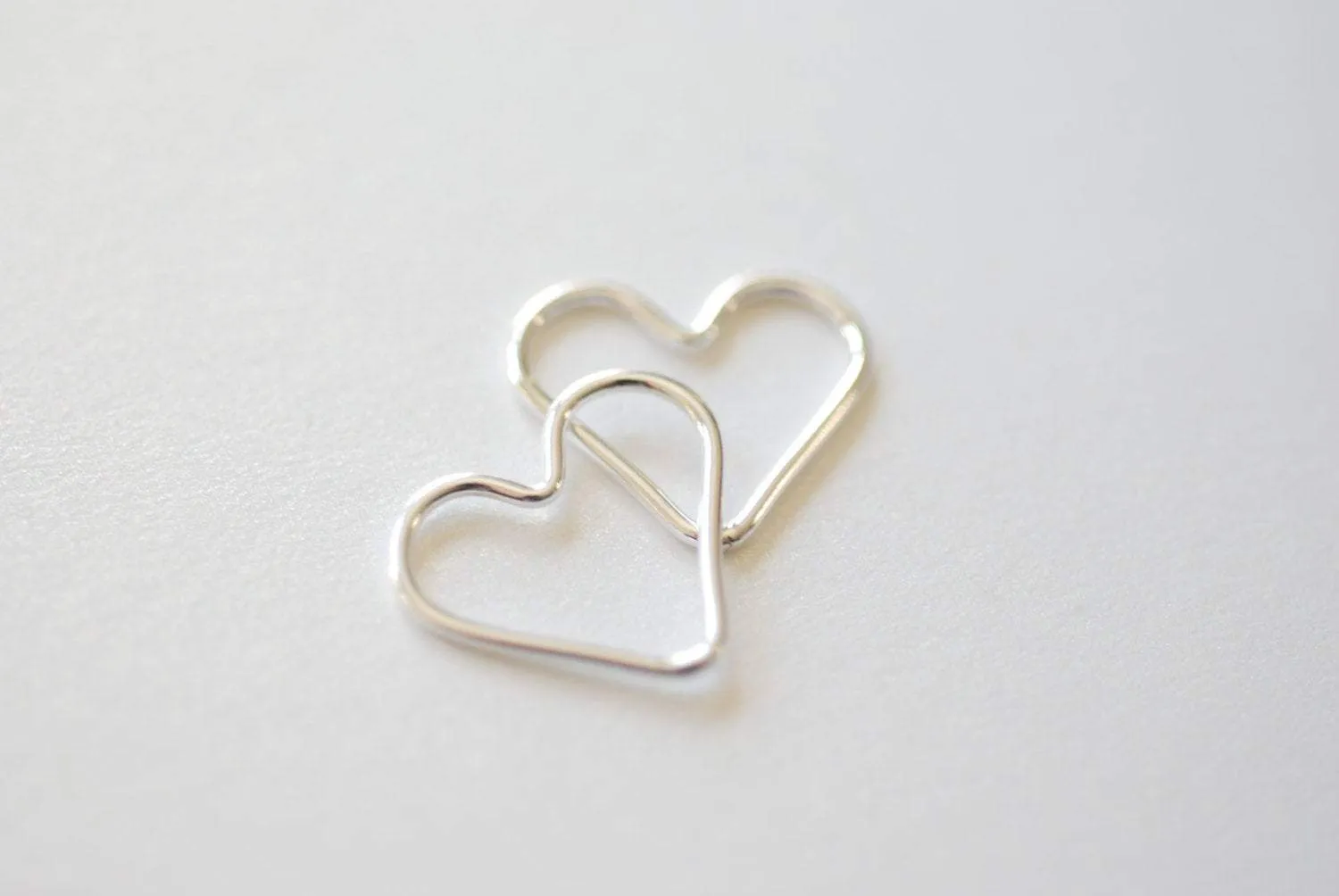 Sterling Silver Wholesale Open Wire Heart, Silver Heart Connector Link Spacer, Heart Charms, Jewelry Findings, Heart Link, Heart Jump Rings