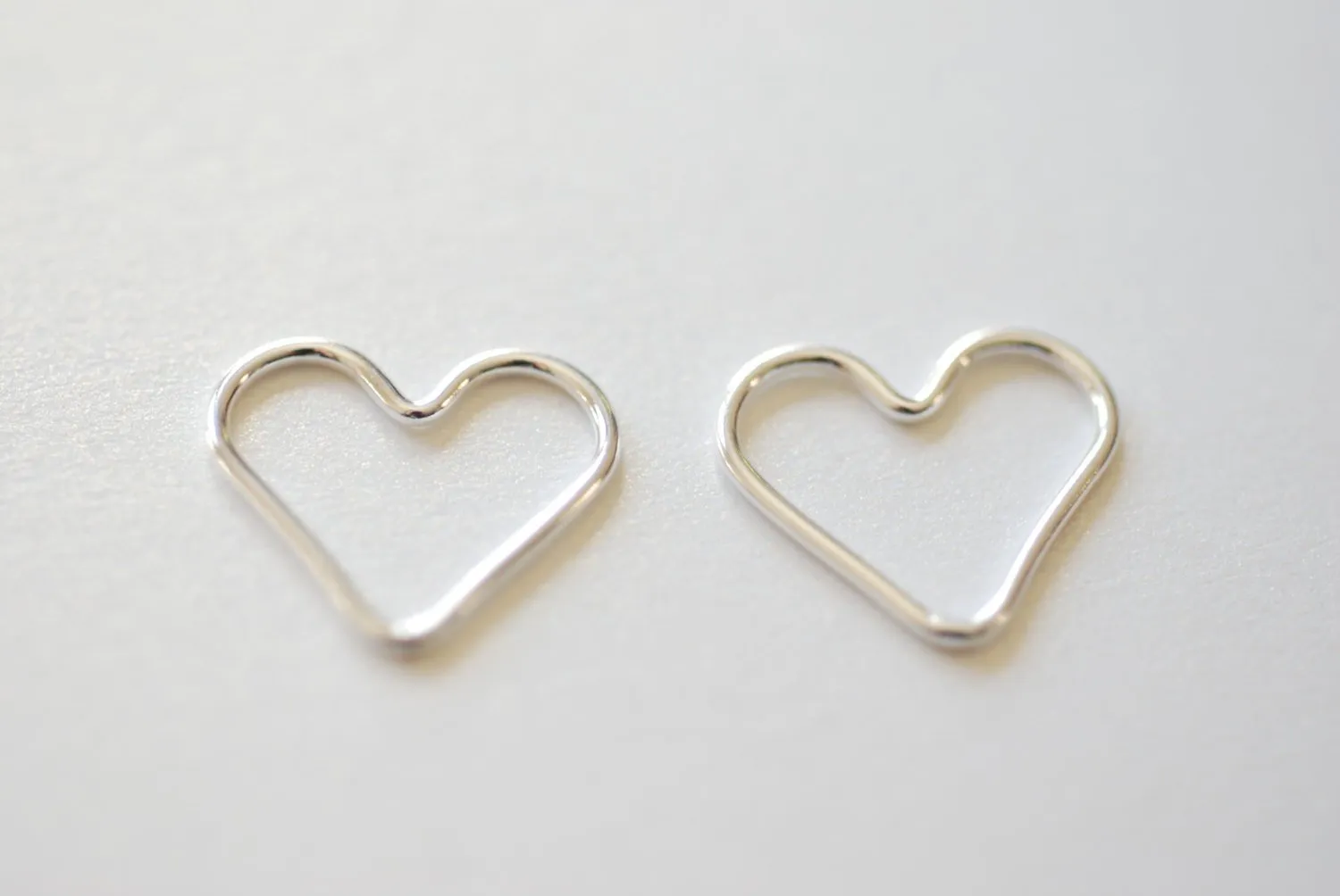 Sterling Silver Wholesale Open Wire Heart, Silver Heart Connector Link Spacer, Heart Charms, Jewelry Findings, Heart Link, Heart Jump Rings